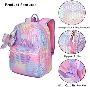 Sequins Fabric School Bag - 图片 2