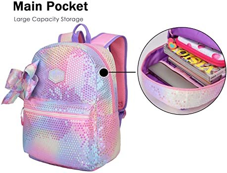Sequins Fabric School Bag - 图片 3
