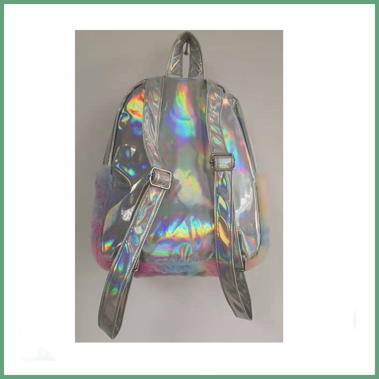 new design plush kids bag with silver PU back - 图片 2