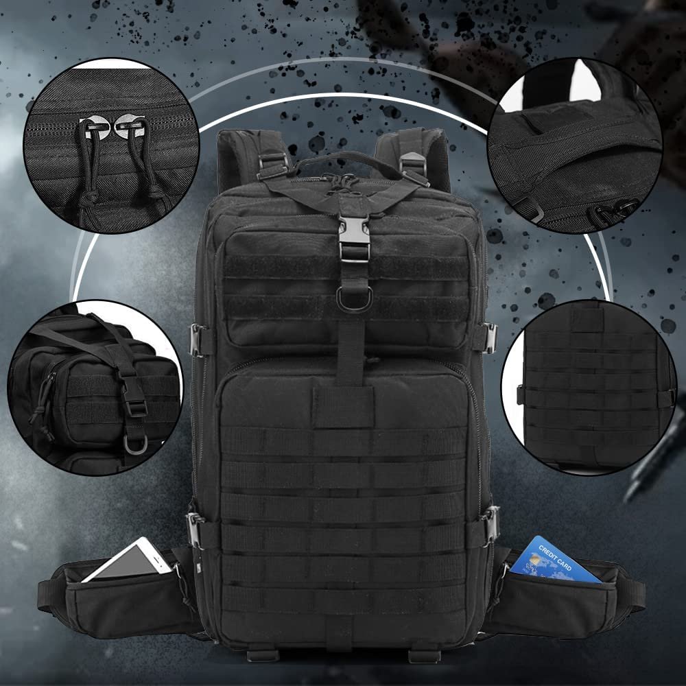 Military Tactical Backpack, Large Military Pack Army 3 Day Assault Pack Molle Bag Rucksack - 图片 2