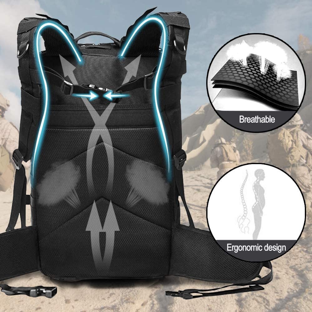 Military Tactical Backpack, Large Military Pack Army 3 Day Assault Pack Molle Bag Rucksack - 图片 4
