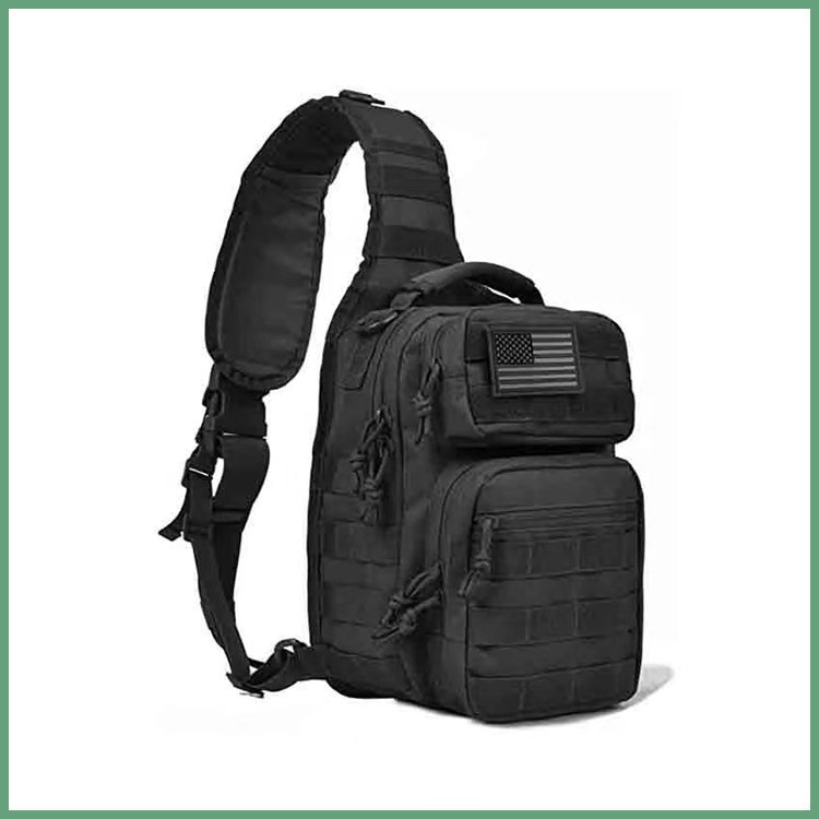 Tactical Sling Bag Pack Military Rover Shoulder Sling Backpack Molle Assault Range Bag EDC Diaper Bag Day Pack Black