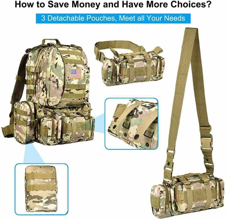 Camping tactical backpack Tactical Military Backpack Army Pack Bag Detachable Rucksack - 图片 4