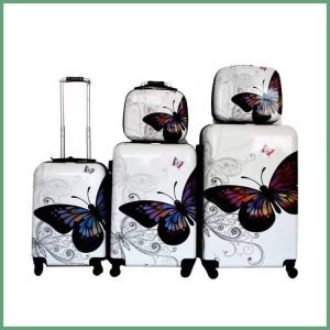 4 pieces luggage sets wholesale PC+ABS printing butterfly luggage