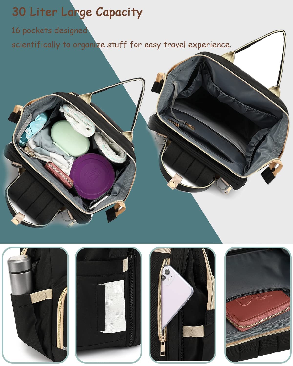 Diaper Bag Backpack with Changing Station for Boy Girl, Baby Registry Search Shower Gifts Baby Stuff - 图片 3