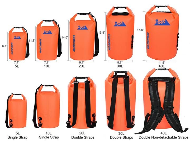 Waterproof Dry Bag for 5L/ 10L/ 20L/ 30L/ 40L Roll Top Lightweight Dry Storage Bag Backpack - 图片 4