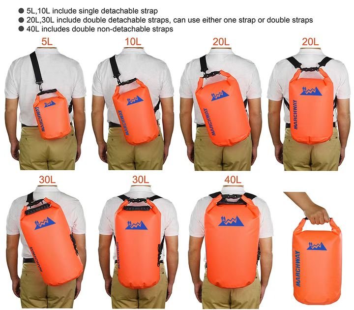 Waterproof Dry Bag for 5L/ 10L/ 20L/ 30L/ 40L Roll Top Lightweight Dry Storage Bag Backpack - 图片 5